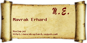 Mavrak Erhard névjegykártya